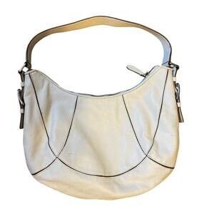 Michael Kors Ivory Smooth Leather White Stitching Hobo Shoulder Bag Y2K Office